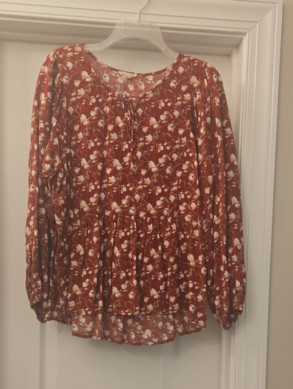 Women's Rust Floral Tiered Peasant Tunic